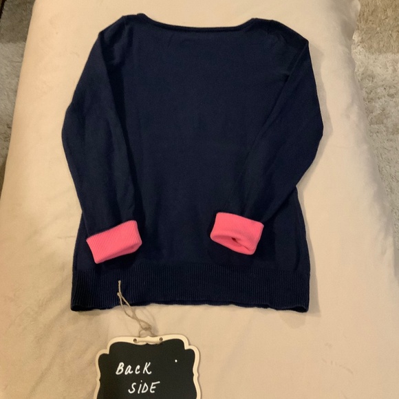 Lilly Pulitzer Blue M Sweater w/ pink accents - Picture 6 of 6